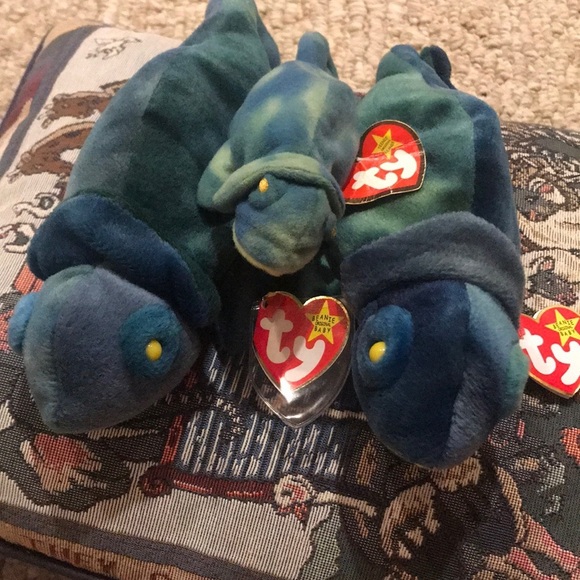 Ty Beanie Babies 1993-97 Rainbow Chameleon Bundle